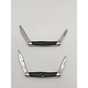 Set of 2 Vintage Buck 305 2-Blade Pocket Folding Knife Black Good Condition USA